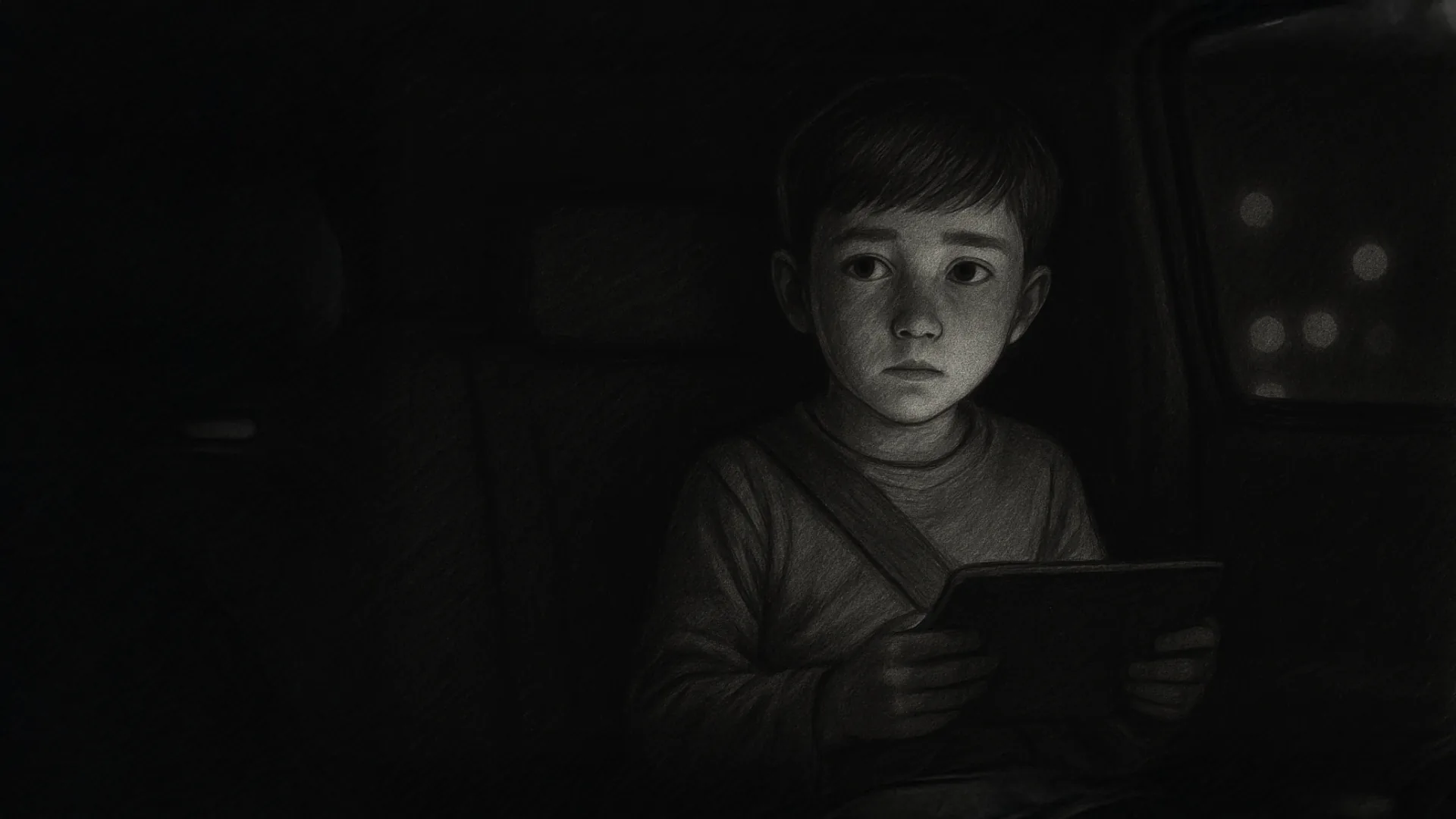 Charcoal animatic - child with tablet