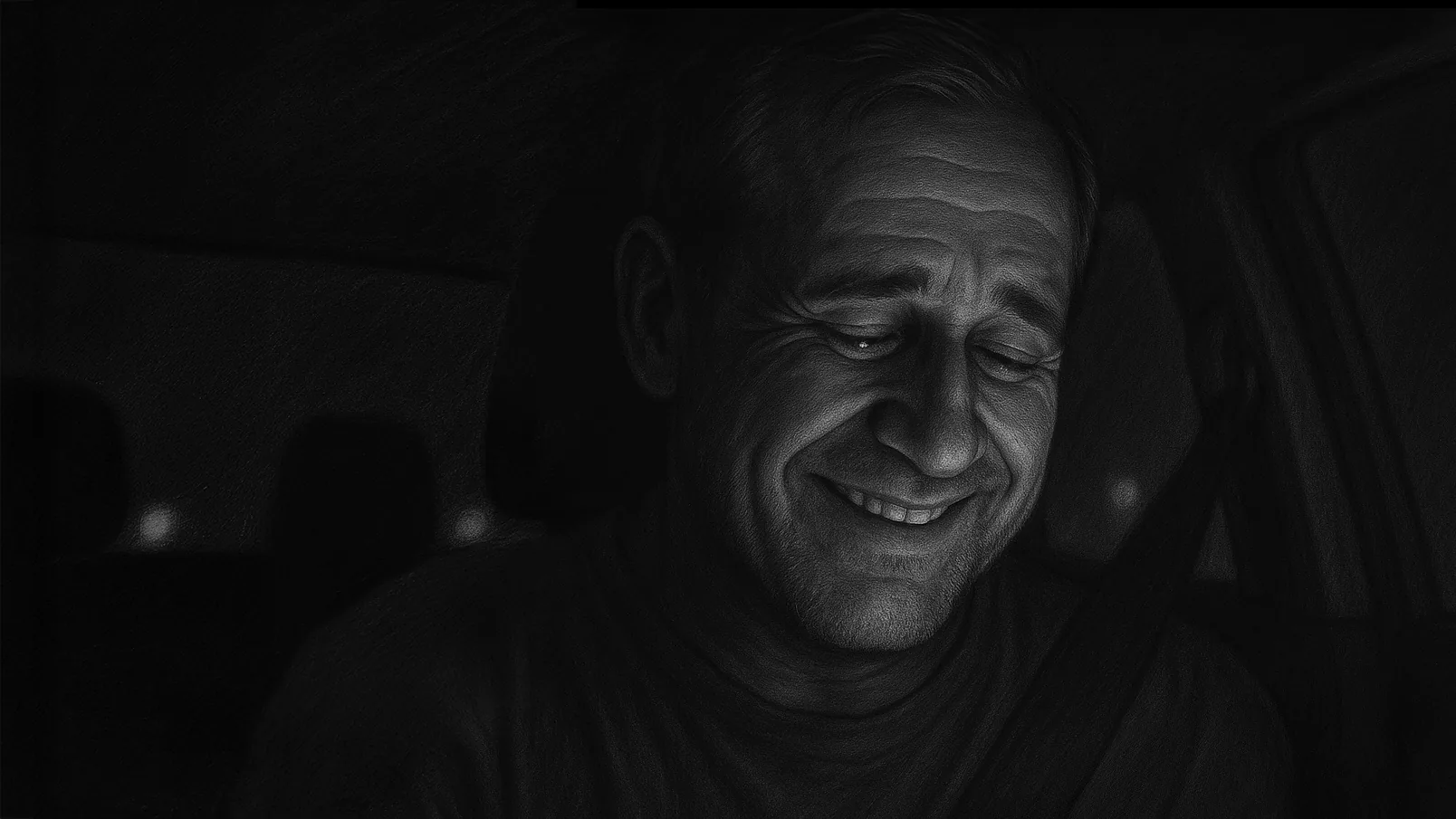 Charcoal animatic of the father smiling - the emotional turning point